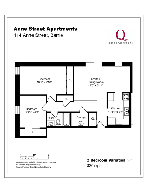 Floor plan for 2 beds, 1 bath